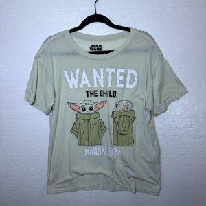 Baby Yoda The Child Star Wars Disney Womens Size XL Green Graphic Tee T-Shirt